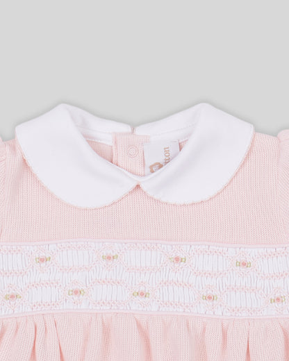 Bubble Emma Baby Girl Special Knit Pima Cotton Hand Smocked - Pink