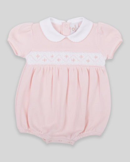 Bubble Agnes Baby Girl Special Knit Pima Cotton Hand Smocked - Pink