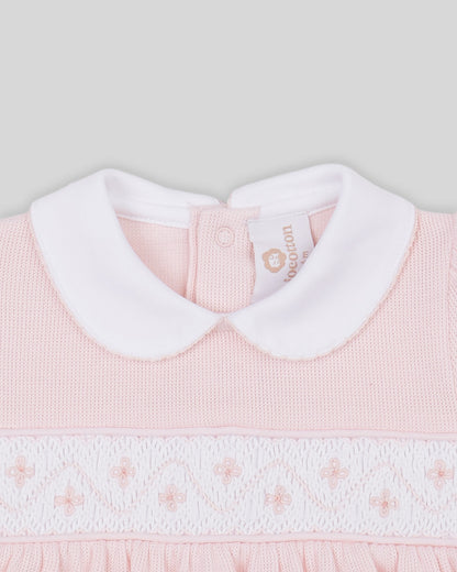 Bubble Agnes Baby Girl Special Knit Pima Cotton Hand Smocked - Pink