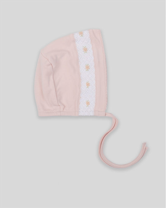 Hand Smocked Baby Girl Bonnet Zuz Pima Cotton - Nude