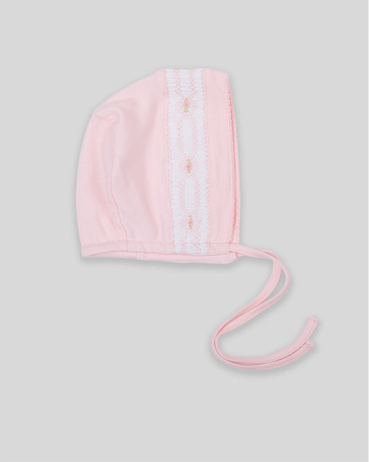 Hand Smocked Baby Girl Bonnet Emmy Pima Cotton - Pink