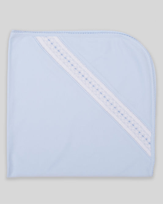 Hand Smocked Baby Boy Blanket Renzi Pima Cotton - Blue