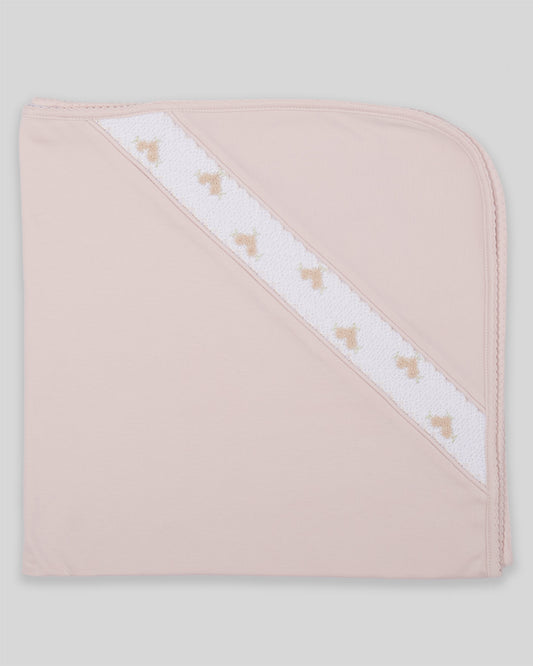 Hand Smocked Baby Girl Blanket Zuz Pima Cotton - Nude