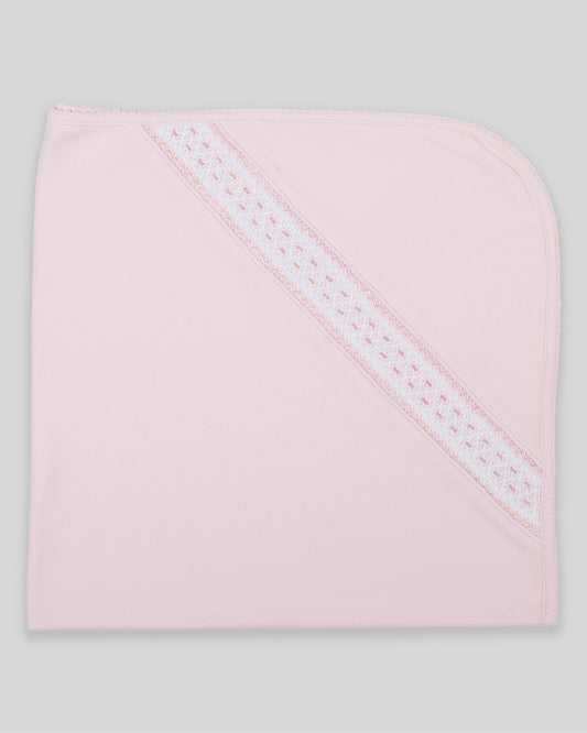 Hand Smocked Baby Girl Blanket Daphne Pima Cotton - Pink