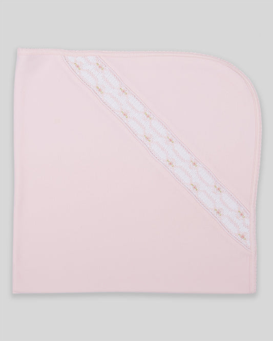 Hand Smocked Baby Girl Blanket Emmy Pima Cotton - Pink