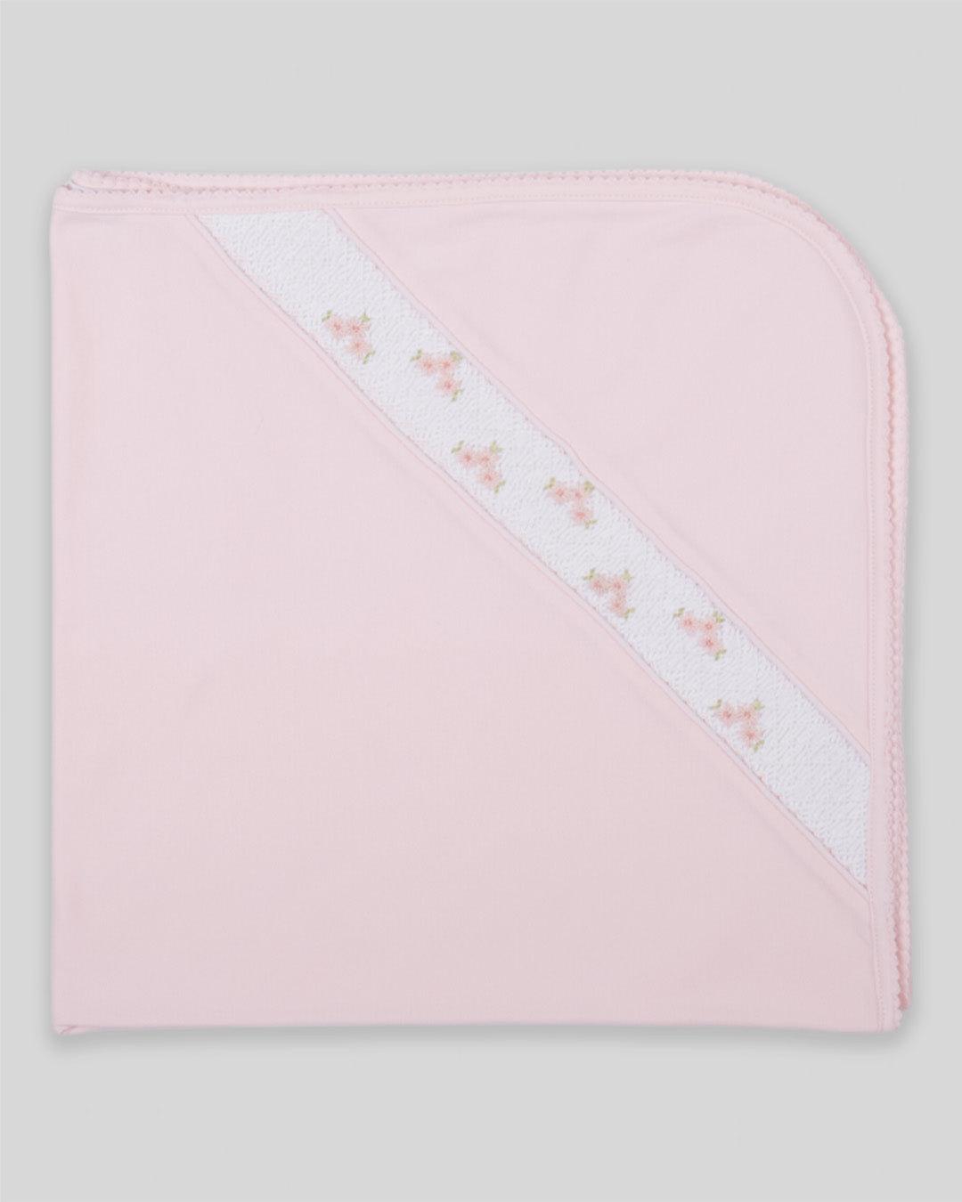 Hand Smocked Baby Girl Blanket Zuz Pima Cotton - Pink