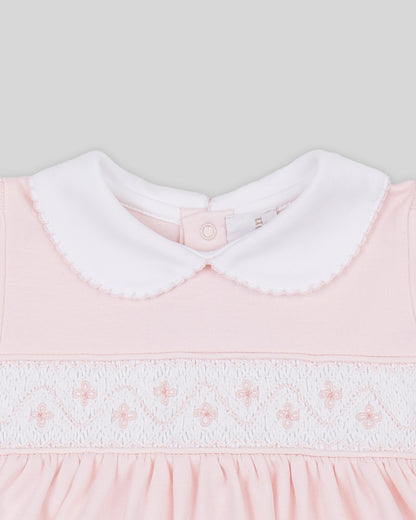 Mini Dress Set Alma Baby Girl Pima Cotton Hand Smocked - Pink