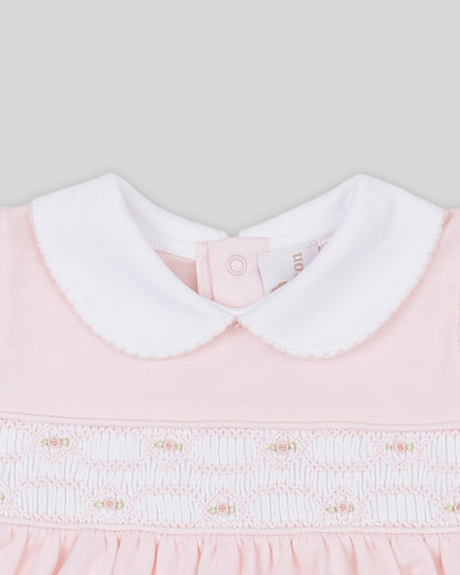 Mini Dress Set Emma Baby Girl Pima Cotton Hand Smocked - Pink