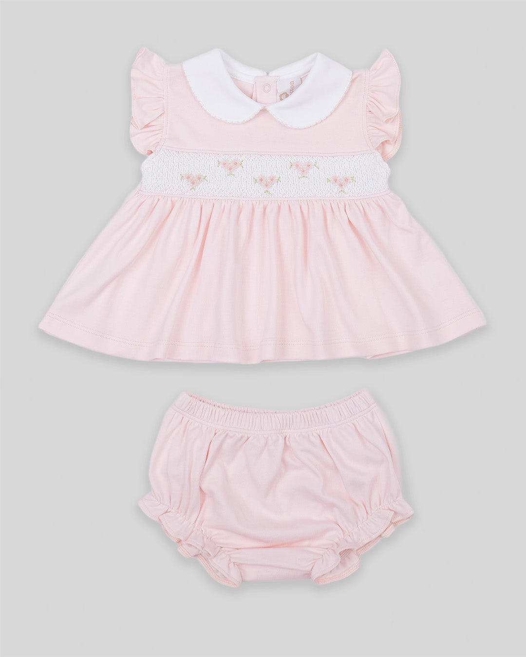 Mini Dress Set Zuzzel Baby Girl Pima Cotton Hand Smocked - Pink
