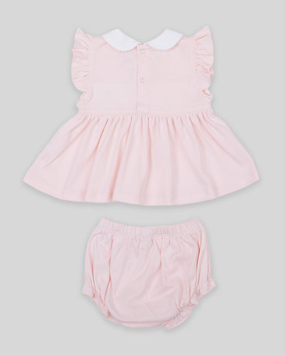 Mini Dress Set Zuzzel Baby Girl Pima Cotton Hand Smocked - Pink